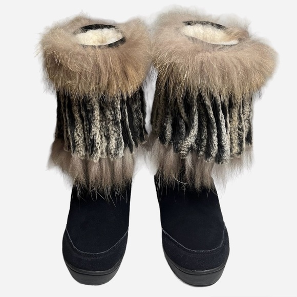 MARTINE ET BONAL Woman's Suede/Fur Sheepskin Lined Boots Size Large (W 8.5) - Picture 2 of 16